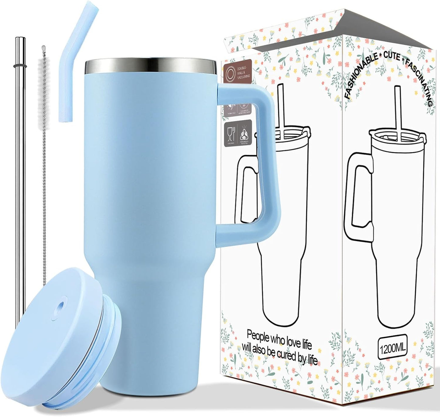 1200ml insulated stainless steel tumbler light blue