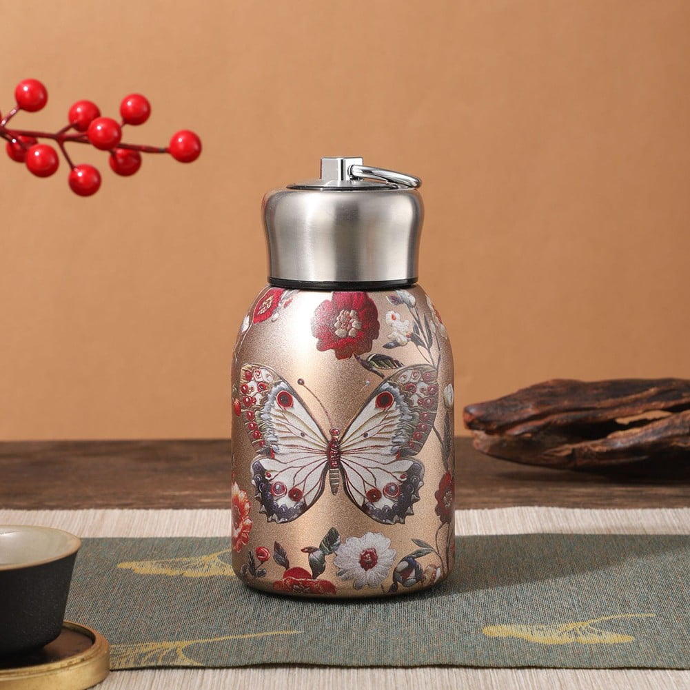 300ml butterfly floral insulated stainless steel bottle