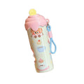 600ML Stainless Steel Water Bottle For Kids | Leakproof Sipper Bottle With Straw | BPA-Free Flip Straw Drinking Water Bottle | Easy to Carry for Girls & Boys