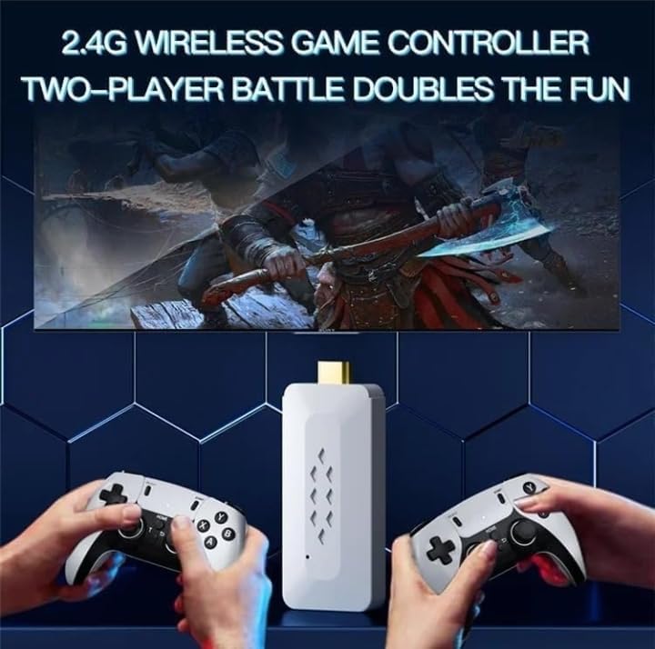 M22 v2.5 Retro Gaming Console – Wireless Controller, 30,000+ Games, 4K HDMI Plug & Play Gaming System with Dual Controllers Game Stick for TV