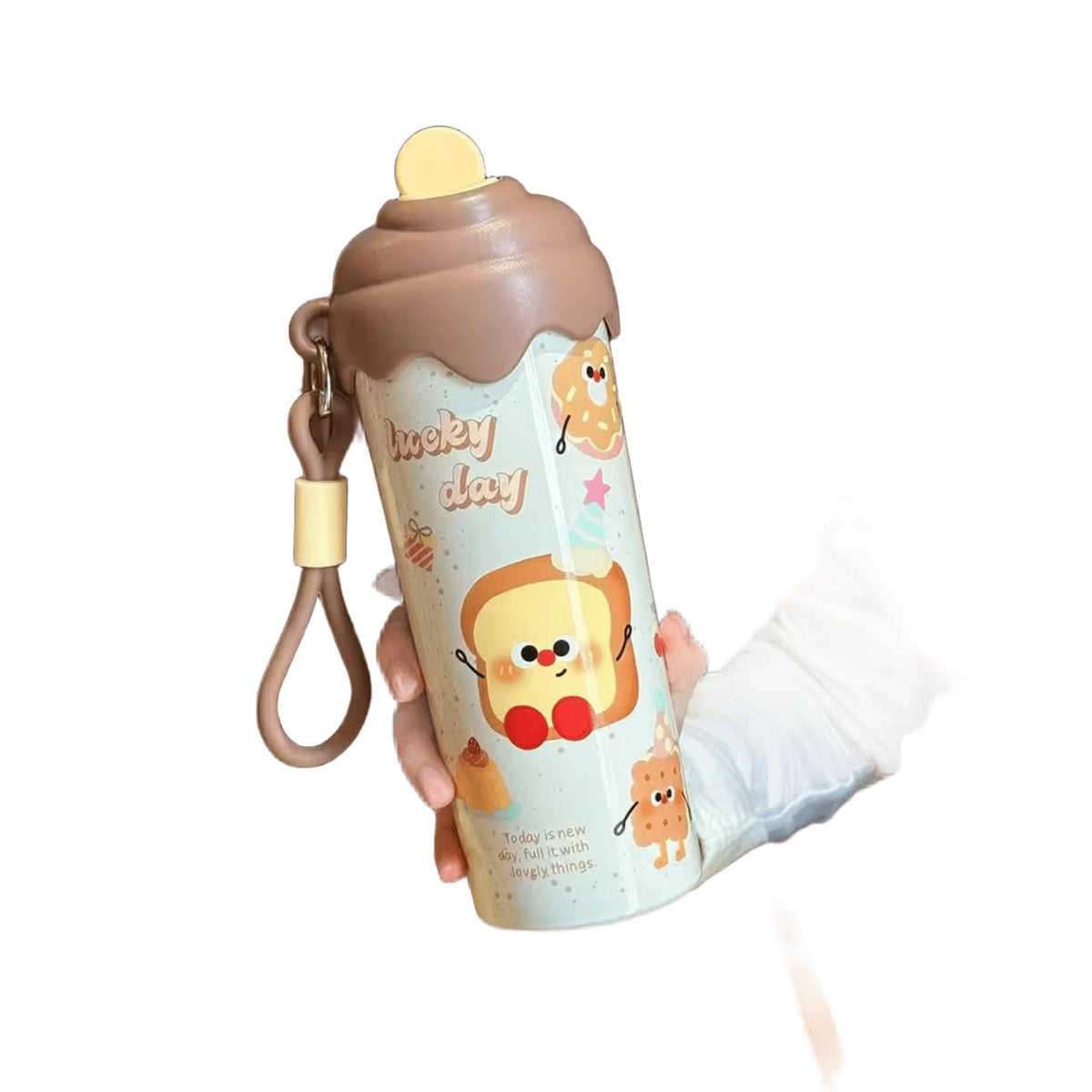 600ML Stainless Steel Water Bottle For Kids | Leakproof Sipper Bottle With Straw | BPA-Free Flip Straw Drinking Water Bottle | Easy to Carry for Girls & Boys