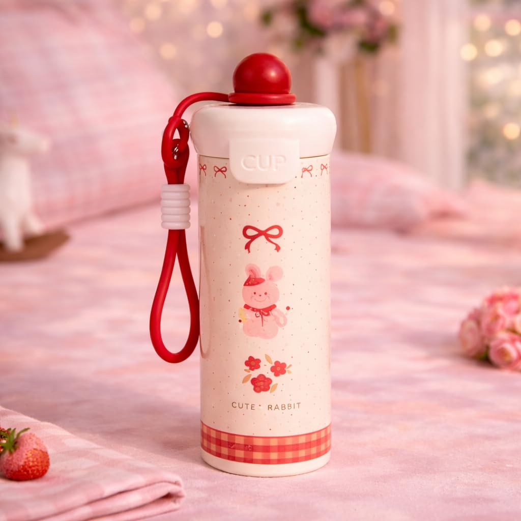 750ml Stainless Steel Water Bottle for School Kids | Sip & Gulp Sipper with Twin Lid, Leakproof & BPA Free, Cute Water Bottle with Carry Rope for Girls, Gym, Office & Travel (Yellow)