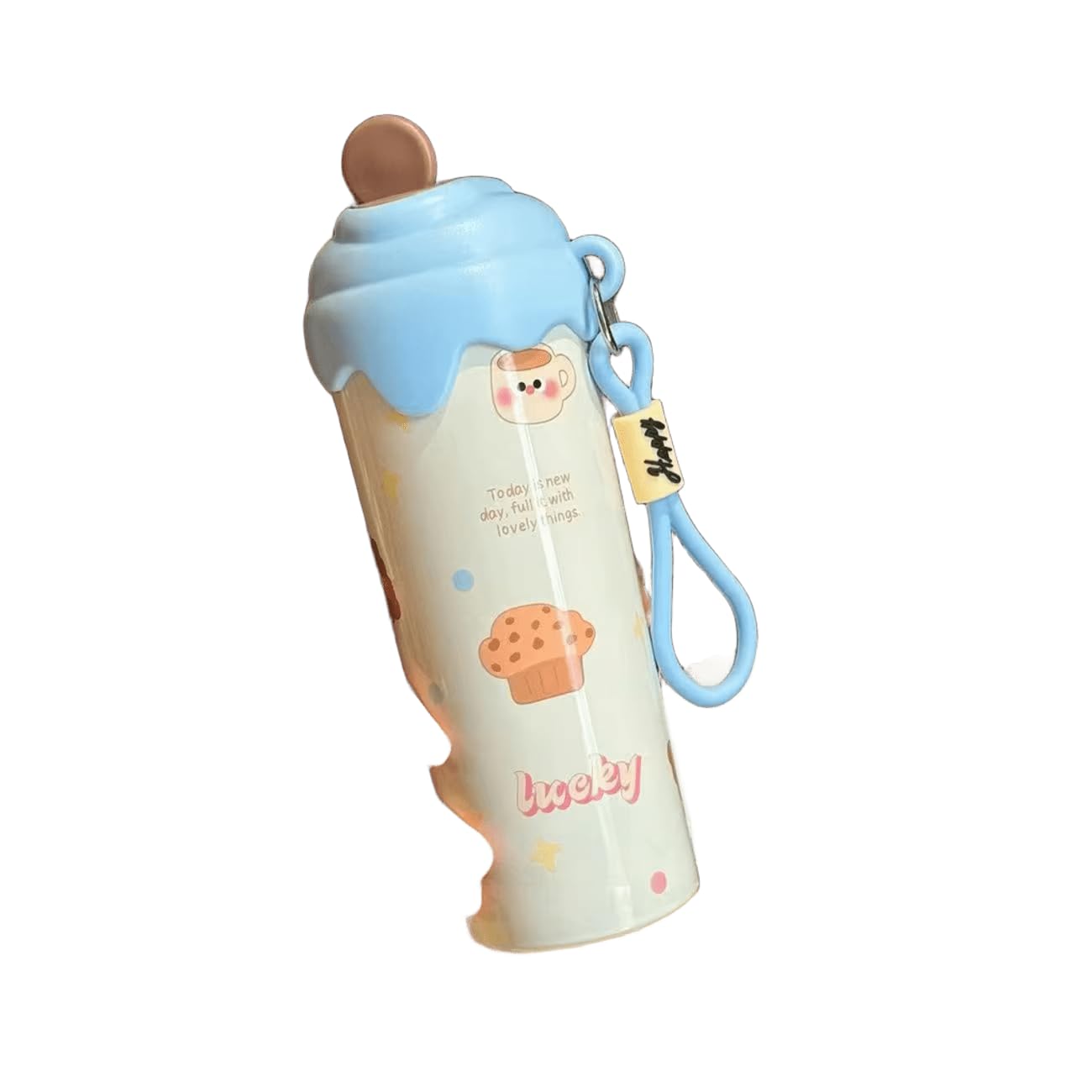 600ML Stainless Steel Water Bottle For Kids | Leakproof Sipper Bottle With Straw | BPA-Free Flip Straw Drinking Water Bottle | Easy to Carry for Girls & Boys