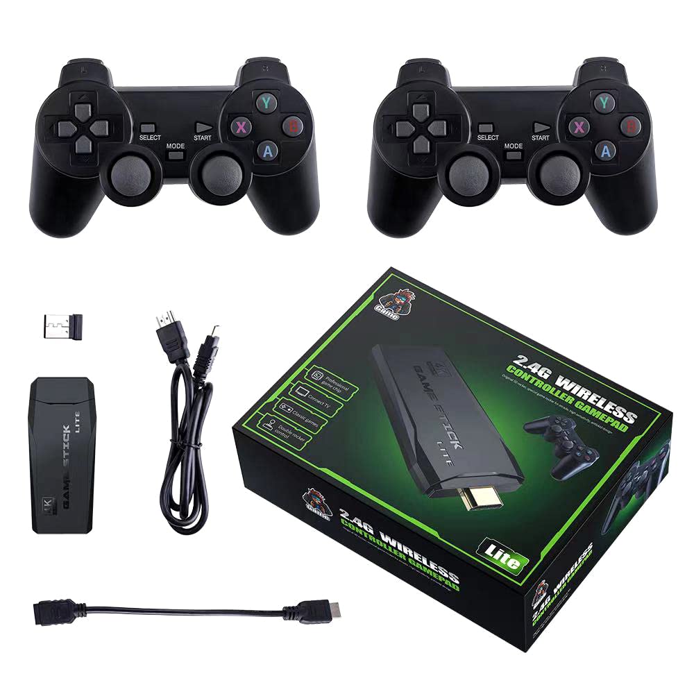 M8 VIDEO GAME CONSOLE 64GB 2.4G DOUBLE WIRELESS STICK 4K 20000+ GAME CONTROLLER 64 GB with MORE THAN 20000 THOUSAND GAMES INCLUDED  (Black)