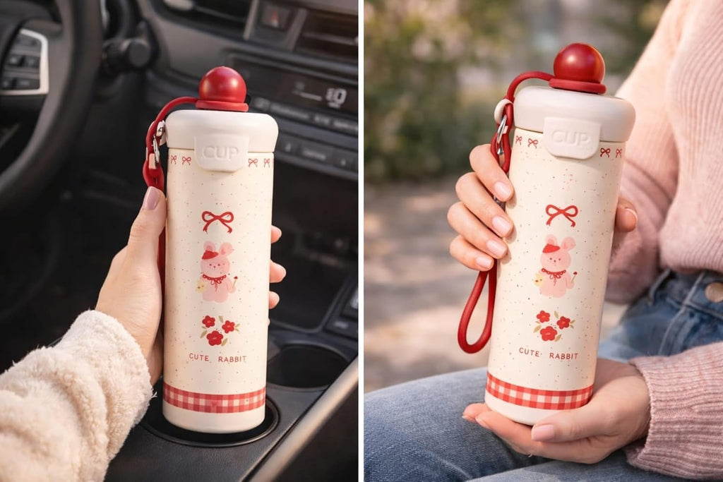 750ml Stainless Steel Water Bottle for School Kids | Sip & Gulp Sipper with Twin Lid, Leakproof & BPA Free, Cute Water Bottle with Carry Rope for Girls, Gym, Office & Travel (Yellow)