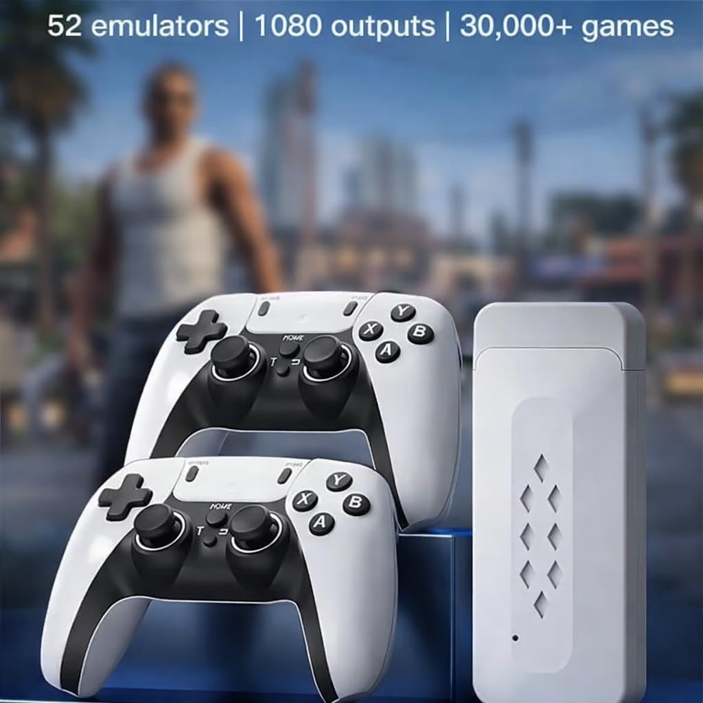 M22 v2.5 Retro Gaming Console – Wireless Controller, 30,000+ Games, 4K HDMI Plug & Play Gaming System with Dual Controllers Game Stick for TV
