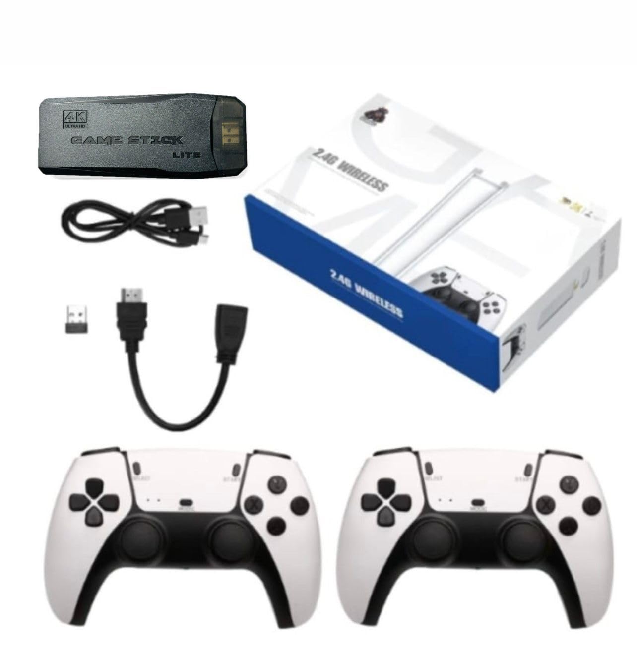 M15 WIRELESS VIDEO GAME CONSOLE 64GB 2.4G DOUBLE WIRELESS STICK 4K 20000+ GAME CONTROLLER 64 GB with MORE THAN 20000 THOUSAND GAMES INCLUDED  WHITE
