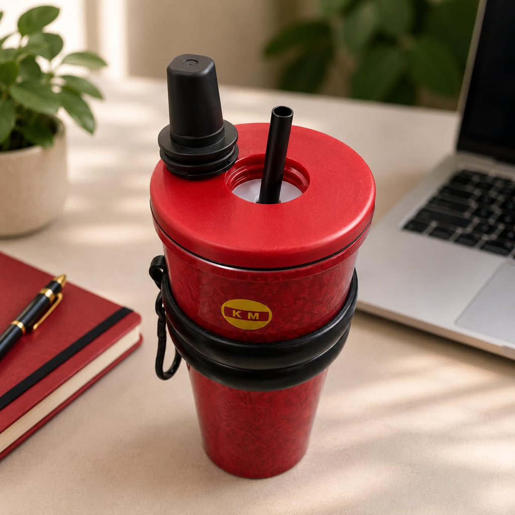 750ml Stainless Steel Water Bottle for School Kids | Sip & Gulp Sipper with Twin Lid, Leakproof & BPA Free, Cute Water Bottle with Carry Rope for Girls, Gym, Office & Travel (Yellow)