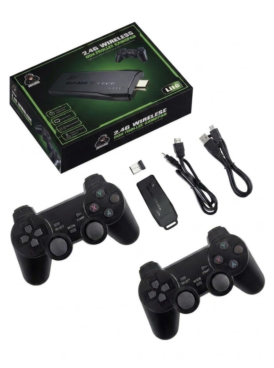 RETROGOODS Game Stick Lite HDMI Retro Game Console, 20000+ Classic Games, 2 Wireless Controllers, Plug & Play TV Video Game System, Supports PS1/GBA/Arcade & More, Gift for Kids & Adults