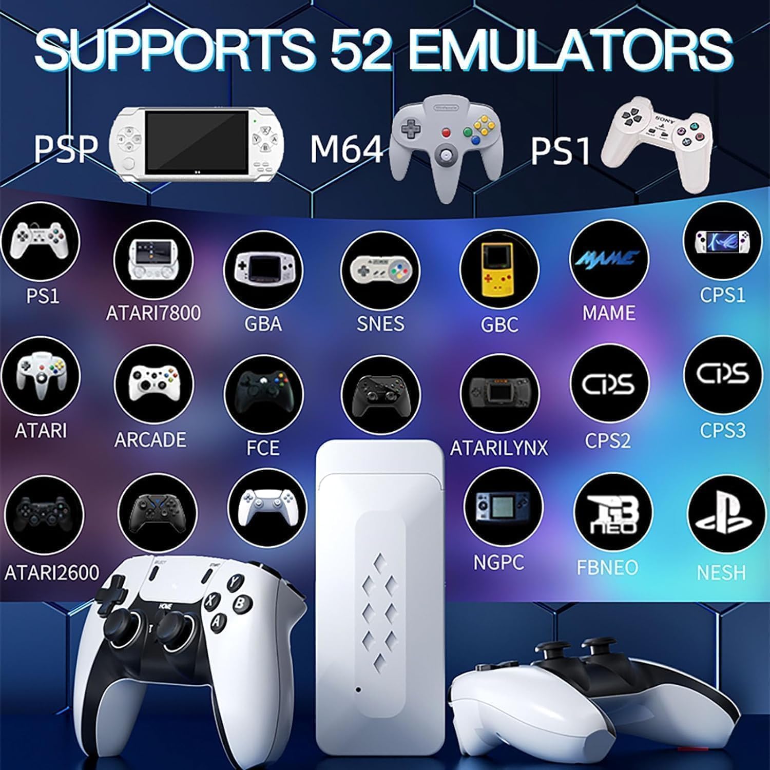 M22 v2.5 Retro Gaming Console – Wireless Controller, 30,000+ Games, 4K HDMI Plug & Play Gaming System with Dual Controllers Game Stick for TV