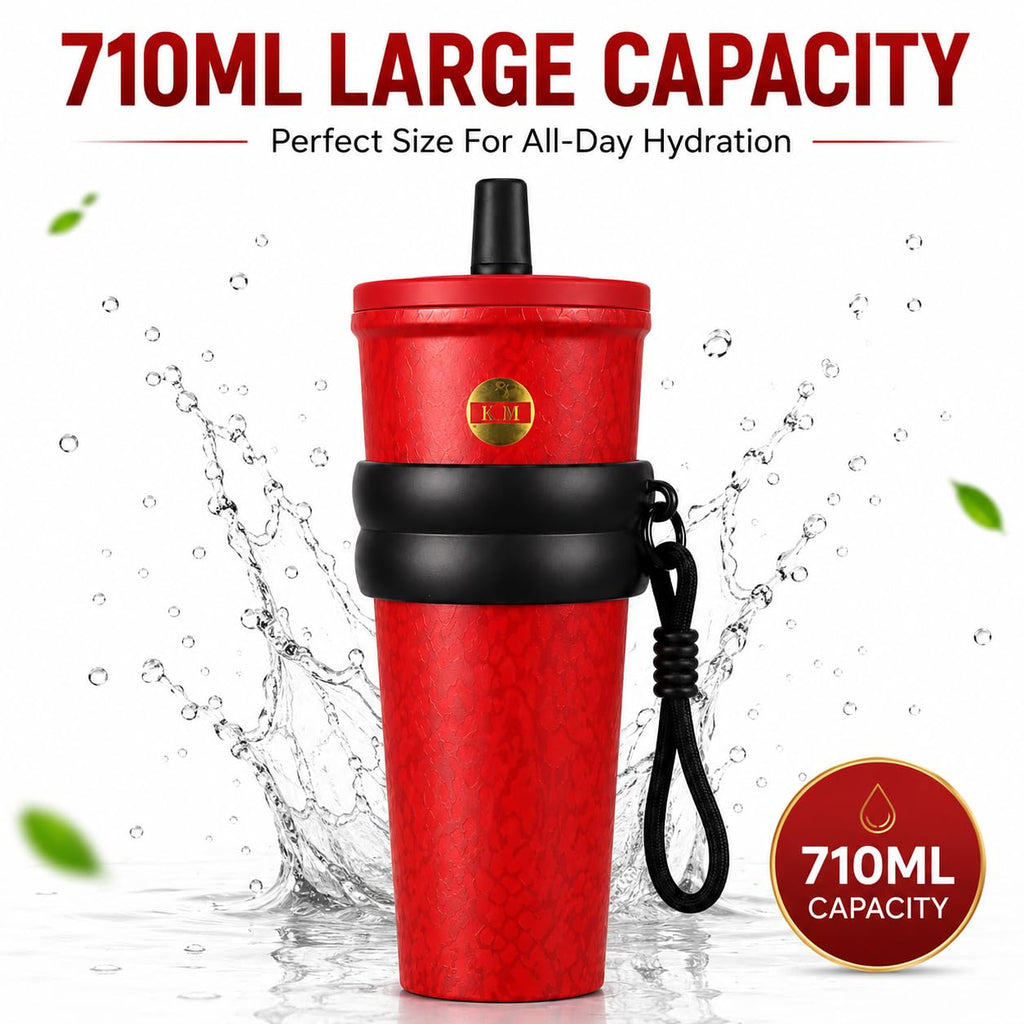 750ml Stainless Steel Water Bottle for School Kids | Sip & Gulp Sipper with Twin Lid, Leakproof & BPA Free, Cute Water Bottle with Carry Rope for Girls, Gym, Office & Travel (Yellow)