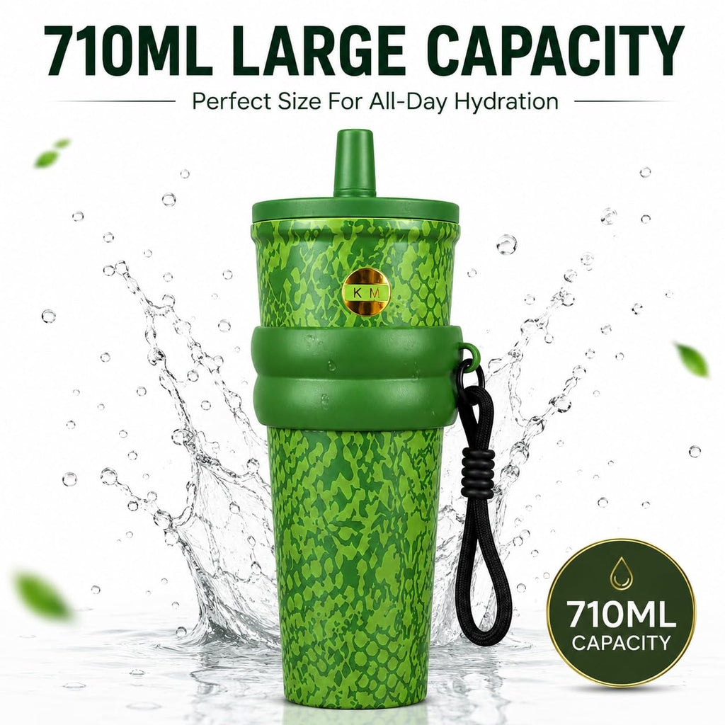 750ml Stainless Steel Water Bottle for School Kids | Sip & Gulp Sipper with Twin Lid, Leakproof & BPA Free, Cute Water Bottle with Carry Rope for Girls, Gym, Office & Travel (Yellow)