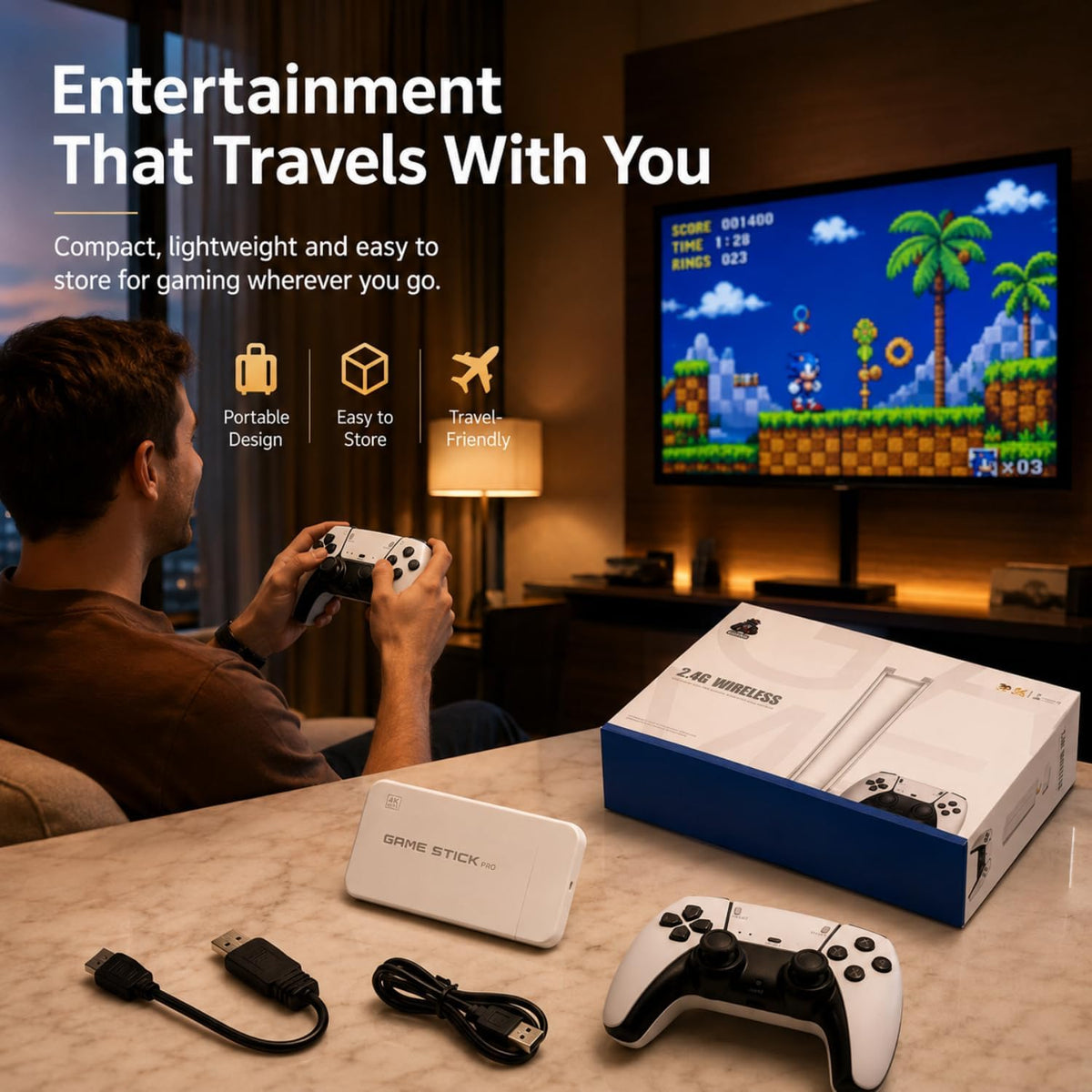 HD Video Game 4K Console Stick with Dual Wireless Controllers