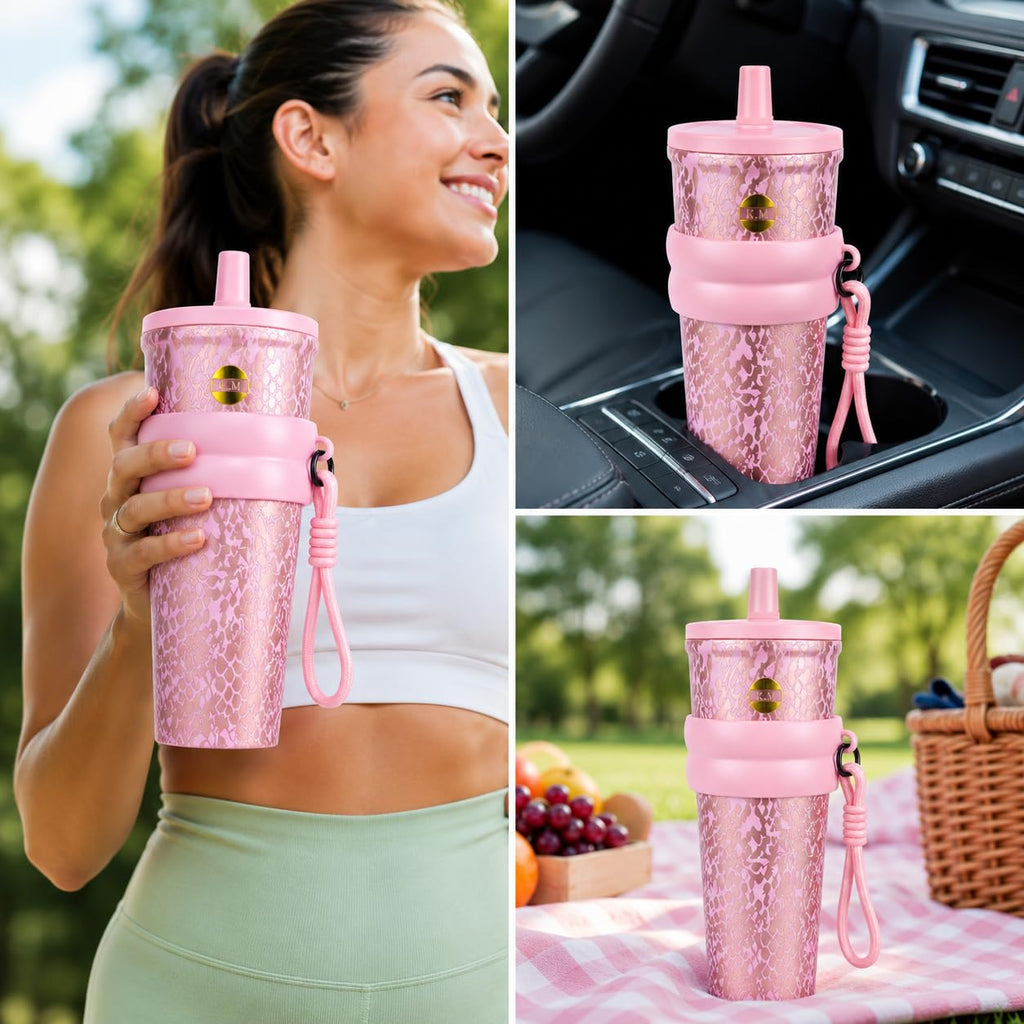 750ml Stainless Steel Water Bottle for School Kids | Sip & Gulp Sipper with Twin Lid, Leakproof & BPA Free, Cute Water Bottle with Carry Rope for Girls, Gym, Office & Travel (Yellow)