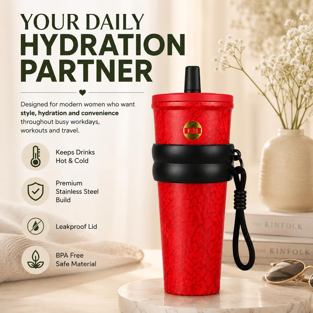 750ml Stainless Steel Water Bottle for School Kids | Sip & Gulp Sipper with Twin Lid, Leakproof & BPA Free, Cute Water Bottle with Carry Rope for Girls, Gym, Office & Travel (Yellow)