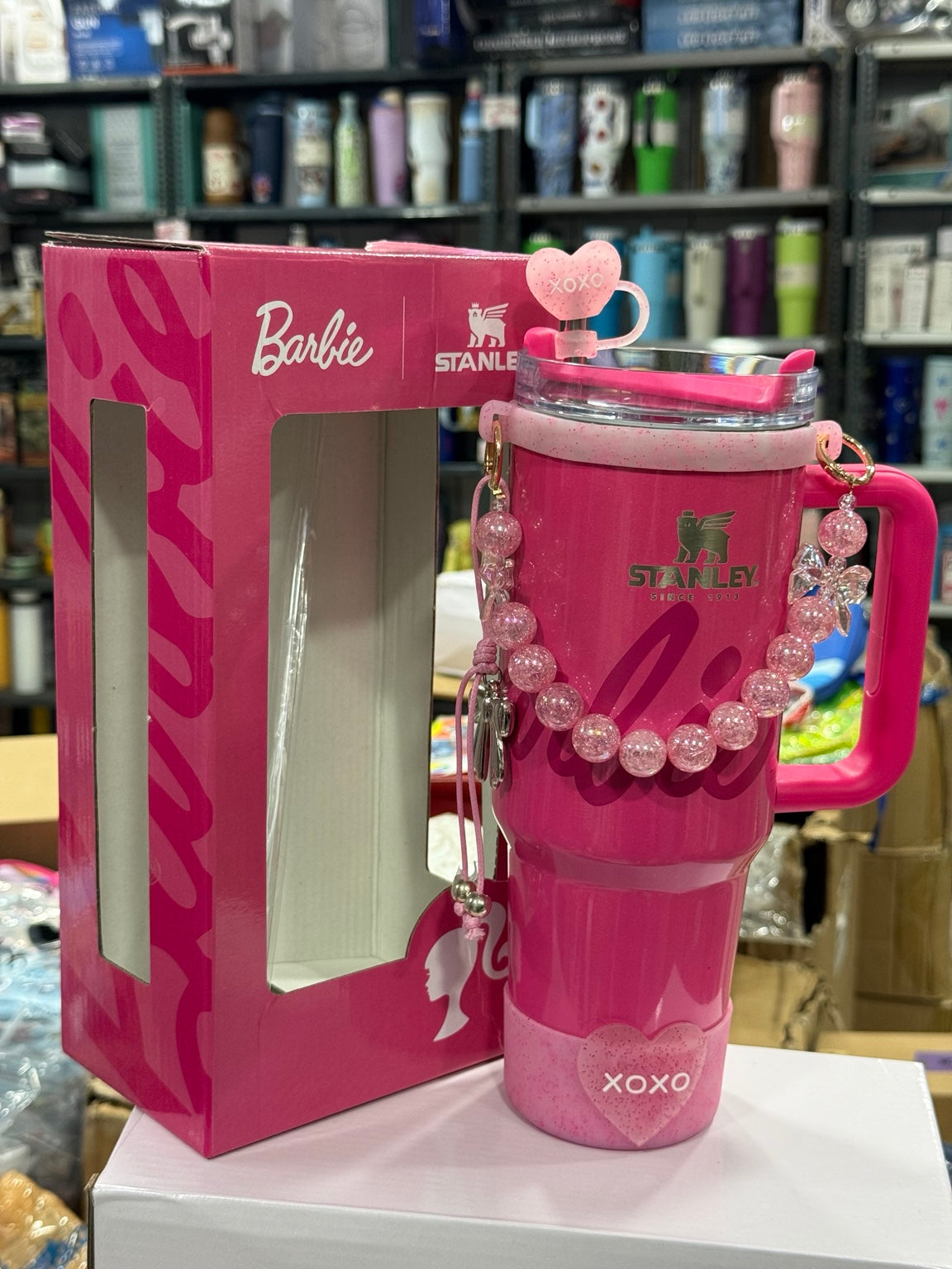 Barbie themed hot pink tumbler