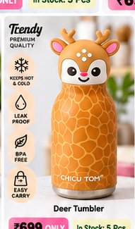 Orange deer pattern kids tumbler