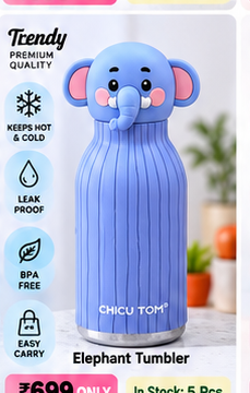 Blue elephant kids tumbler