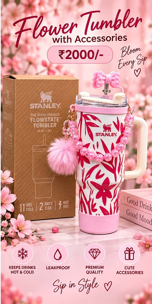 Limited Edition Stanley Flower Tumbler with Accessories – 1180ml