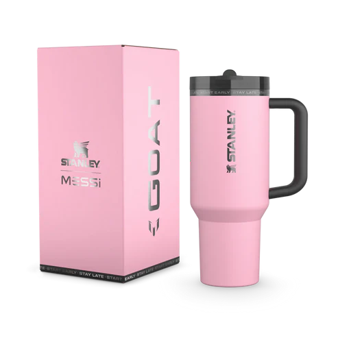 Messi x Stanley Quencher ProTour 40oz tumbler with GOAT packaging