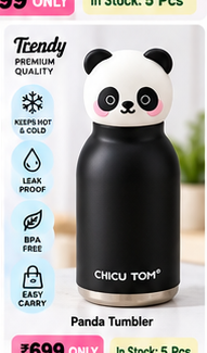 Black and white panda kids tumbler