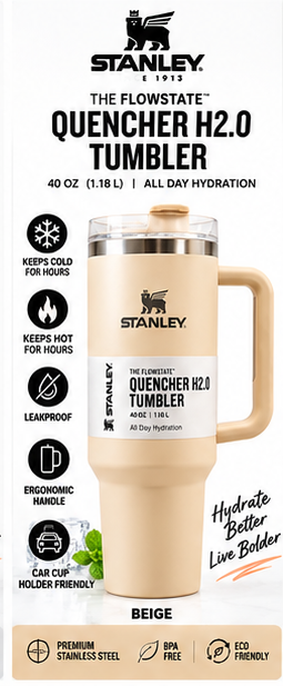 Beige 40 oz Quencher H2.0 tumbler