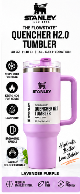 Lavender purple 40 oz Quencher H2.0 tumbler