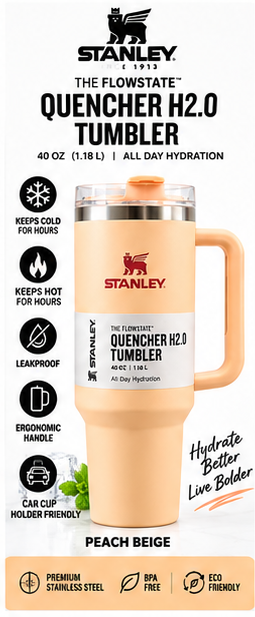 Peach beige 40 oz Quencher H2.0 tumbler