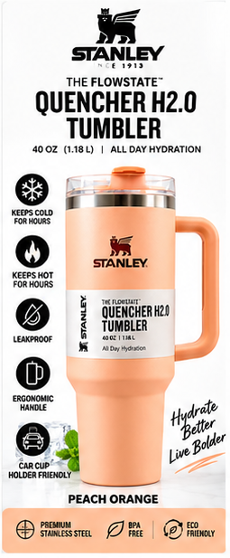 Peach orange 40 oz Quencher H2.0 tumbler