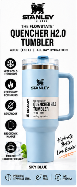 Sky blue 40 oz Quencher H2.0 tumbler