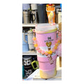 1180ml insulated pink tumbler with handle, straw and charm accessories