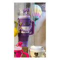 1180ml insulated purple tumbler with handle, straw and charm accessories