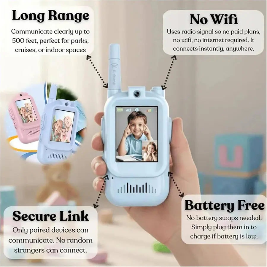 Kids video walkie talkie communication range
