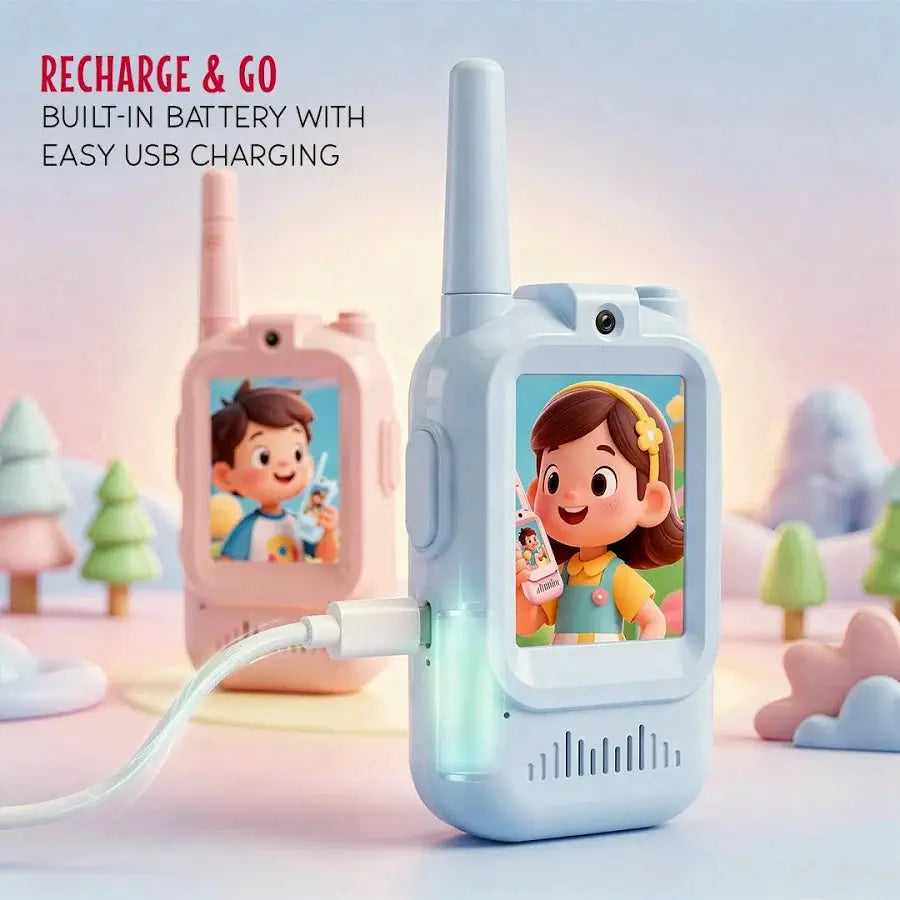 Rechargeable kids video walkie talkie with USB charging