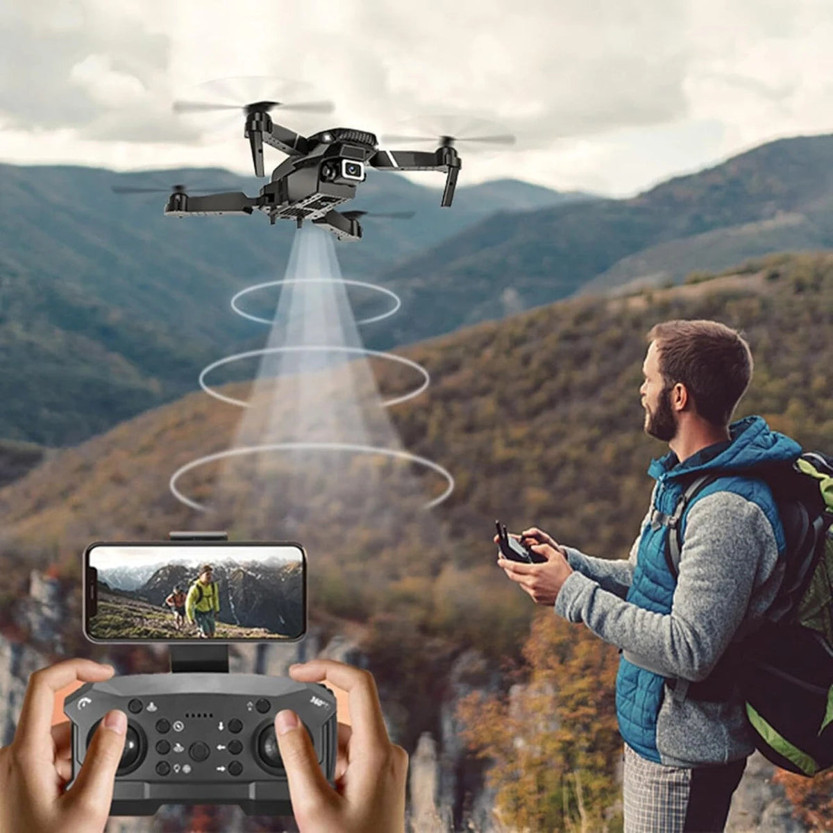 WiFi camera drone in flight
