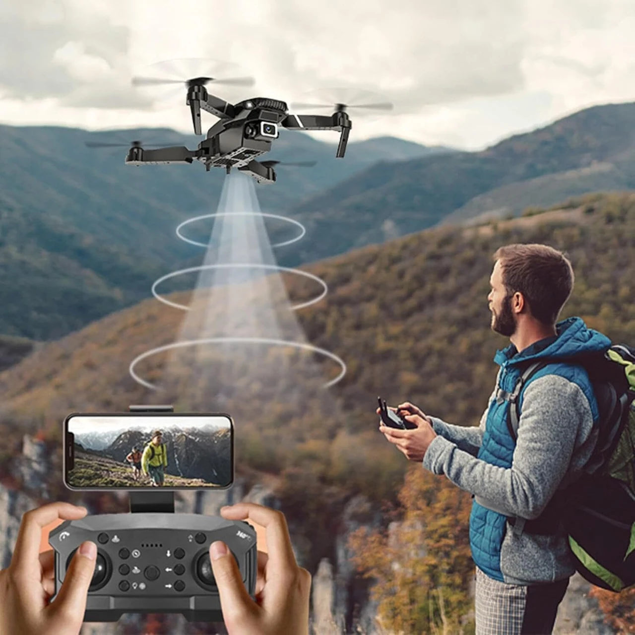 WiFi camera drone in flight