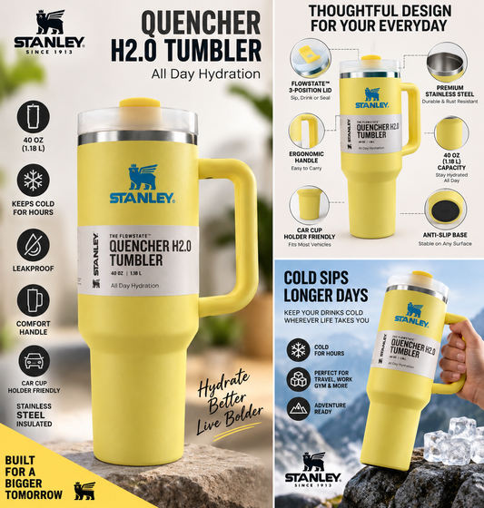 Yellow 40 oz Quencher H2.0 Tumbler
